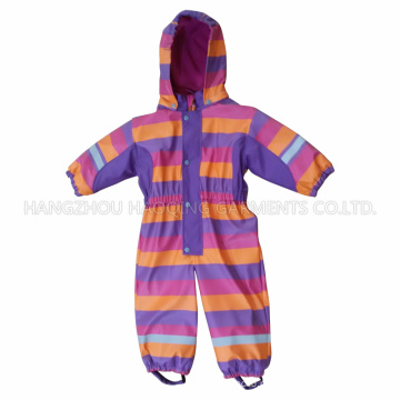 PU Stripe Conjoined Raincoat / Geral para Crianças